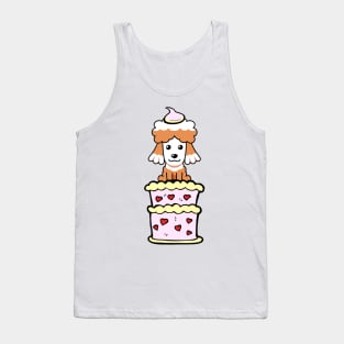 Brown dog Jumping out of a cake Tank Top